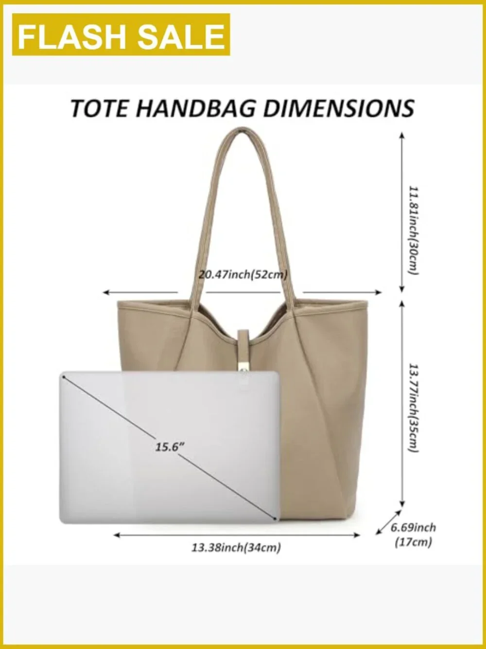 Large Vegan Leather Tote Hobo Bag Rotating Lock Closure Lightweight Travel